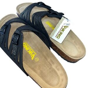 Viking Whistler Black Studded boho Comfort Cork Sandals Womens 11  VUS11385 NWT